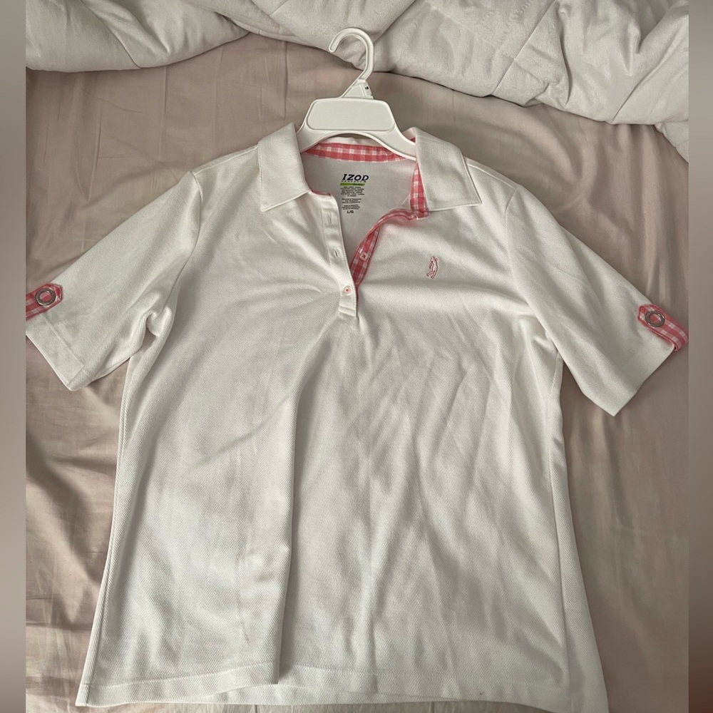 Izod Pink and White tennis/golf Polo Shirt